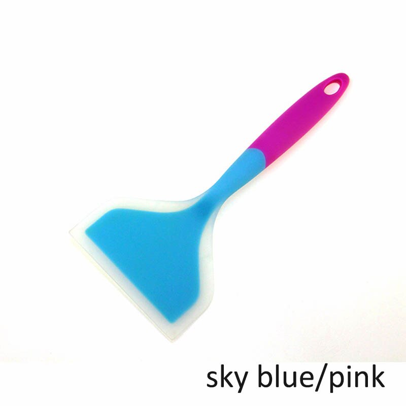 1 st silikon non-stick köksskrapa multifunktionell pizza spade köksredskap matspad bred kött äggvändare: Himmelblå rosa