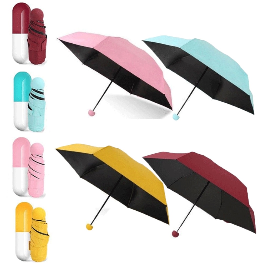 Capsule Umbrella Mini Light Small Pocket Umbrellas Anti-UV Folding Compact Cases