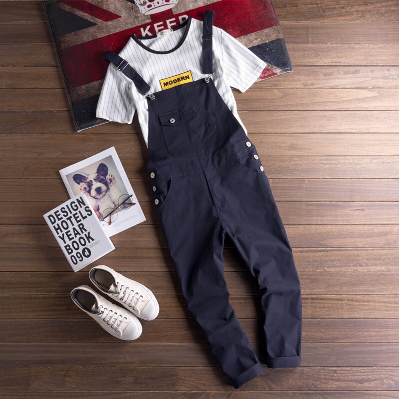 Smekke kjeledress #39 menn blyantbukse oransje ensfarget uformelt koreansk stil mann svarte jumpsuits rompers ankellengde