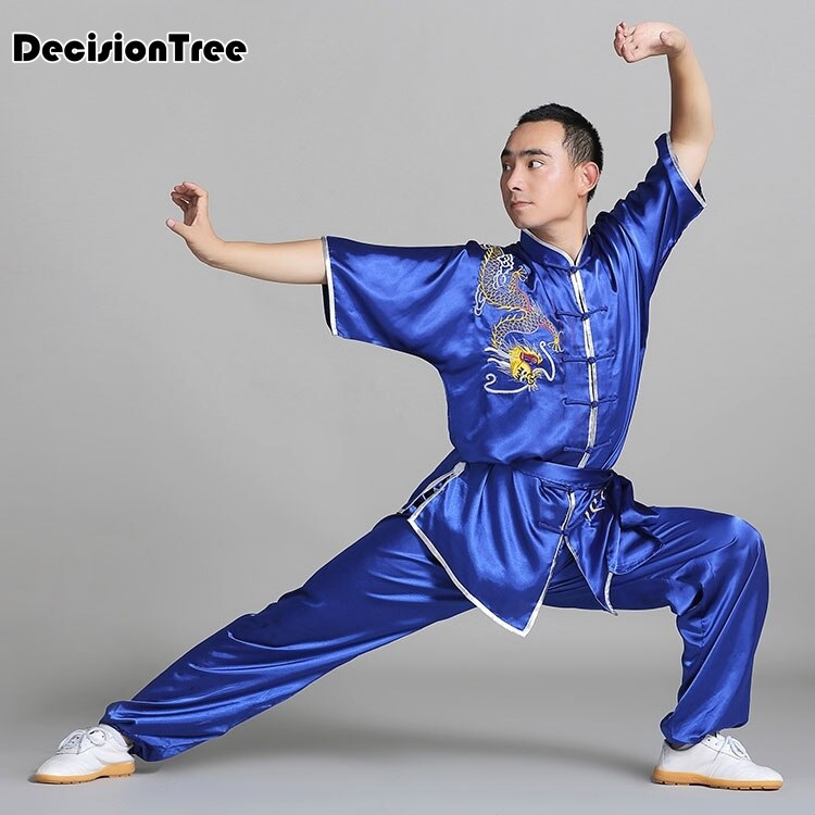 men chinese tai chi wushu shaolin kung fu uniform tang suit wing chun embroidered demo outfit for men martial arts suit
