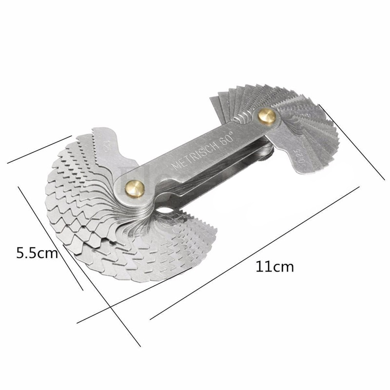 60 Degree 52Pcs Steel Thread Measuring Gage Metric Whitworth Screw Pitch Measuring Gauging Lathe Tool
