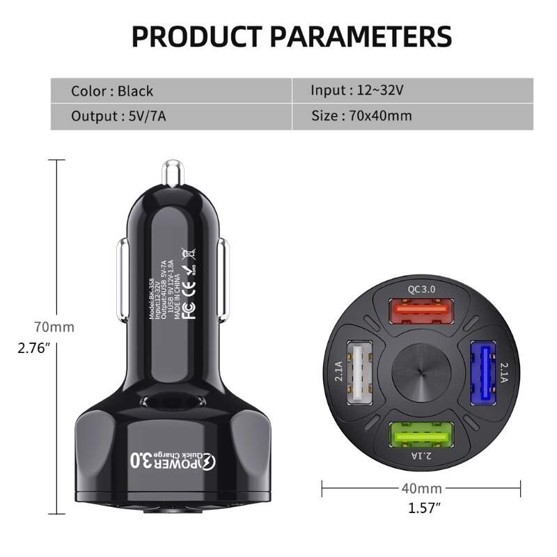 4 Poorten 3 Usb Autolader Quick Charge 3.0 Universele Snel Opladen In Auto 4 Poort Q9QD