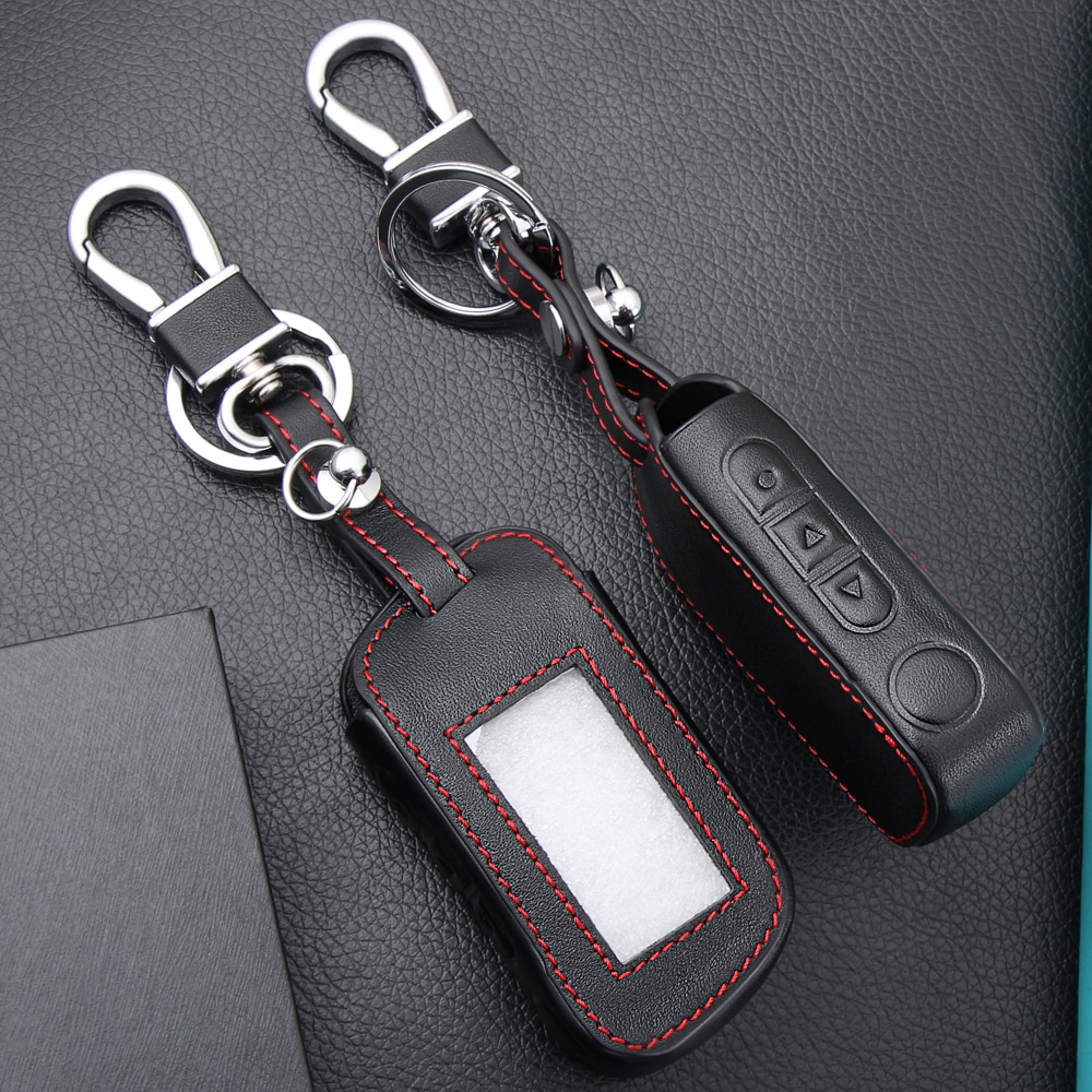 A93 Leather Case Voor Starline A93 A63 Auto Alarm Afstandsbediening Lcd Sleutelhanger Cover