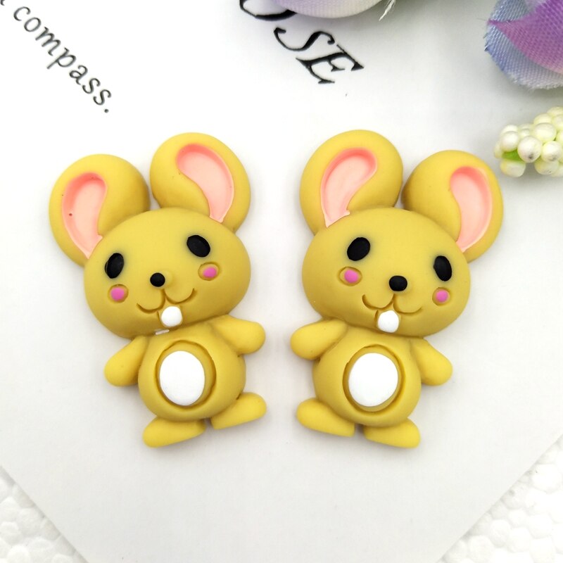 10pcs Mixed hand painted mouse resin flat back Cabochons Embellishments Accessories DIY Hair Bows Center: Yellow