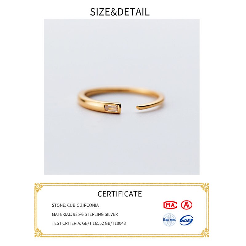 INZATT Echt 925 Sterling Silber Zirkon Einstellbare Ring Für Frauen Party minimalistisch Feine Schmuck Geometrische Zubehör