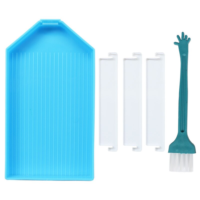 Large Capacity Handwork Square Point Drill Diamond Painting Plastic Tray Plate DIY Embroidery Tools: Blue