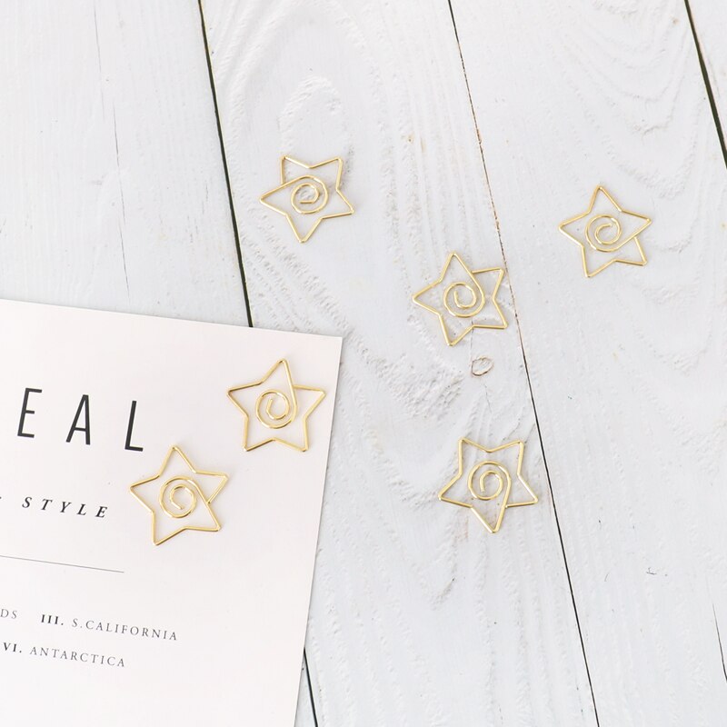 Gold Big Five Pointed Star Sun Star Paper Clip Metal Paper Clip Planner Decoration Gold Bookmark Star Paper Clips Decorative