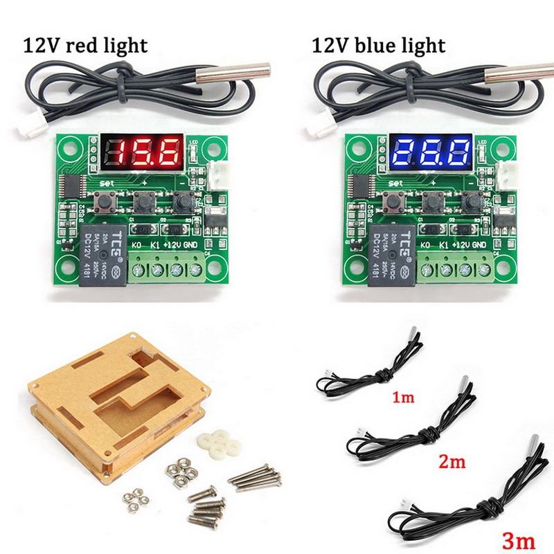 Red LED Digital Thermostat Temperature Control Thermometer Thermo Controller Module DC 12V 125V Waterproof with Box