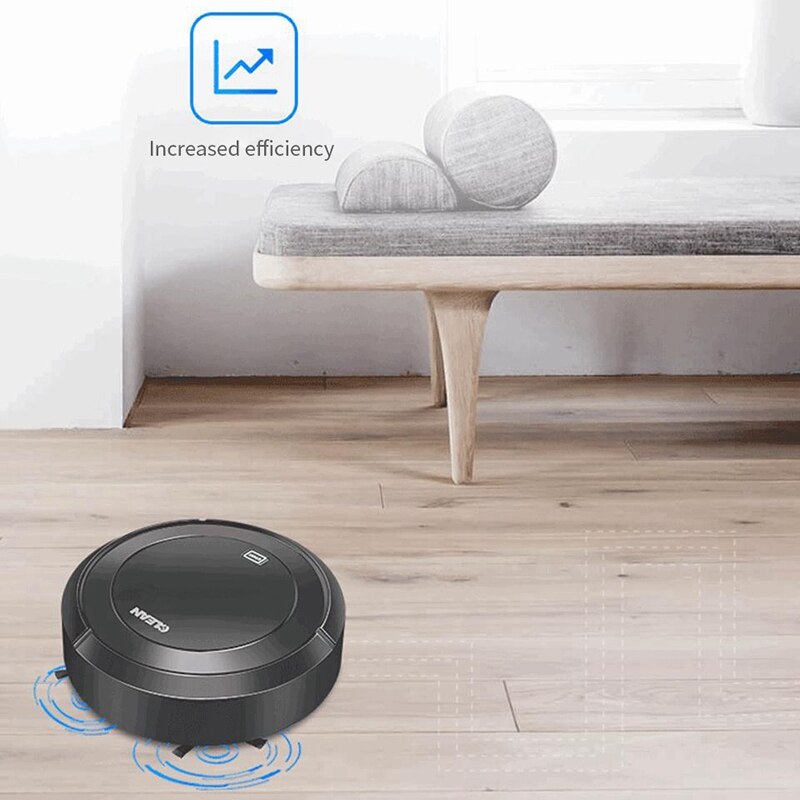Automatic ing Robot Vacuum Cleaner USB Charging Household Cordless Wireless Vacum Cleaner Robots ligent Vacuum Carpet: Black