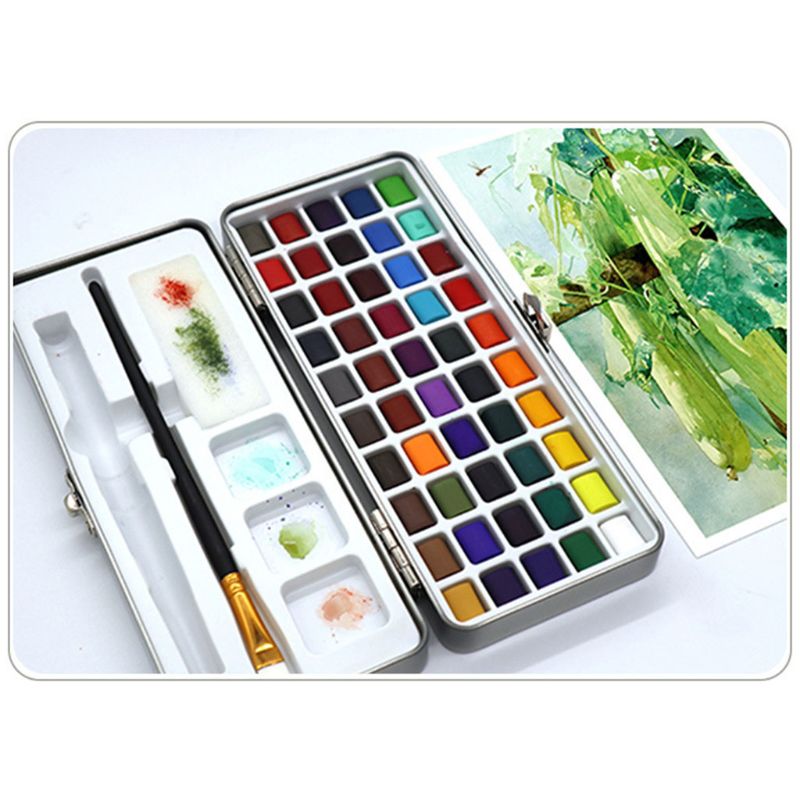 50 Kleuren Solid Aquarel Verf Pigment Set Draagbare Voor Beginner Tekening Art Y98A