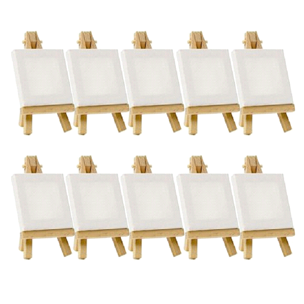 1 st konstnärer 5 tums mini staffli  +3 tum  x3 tums mini duk set måla hantverk diy ritning litet bordsstafli