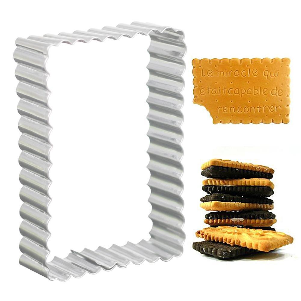 1PCS DIY Frame Wreath Cookie Cutter Steel Fluted Rectangle Shortbread Cookie And Biscuit Cutters Cake Mold