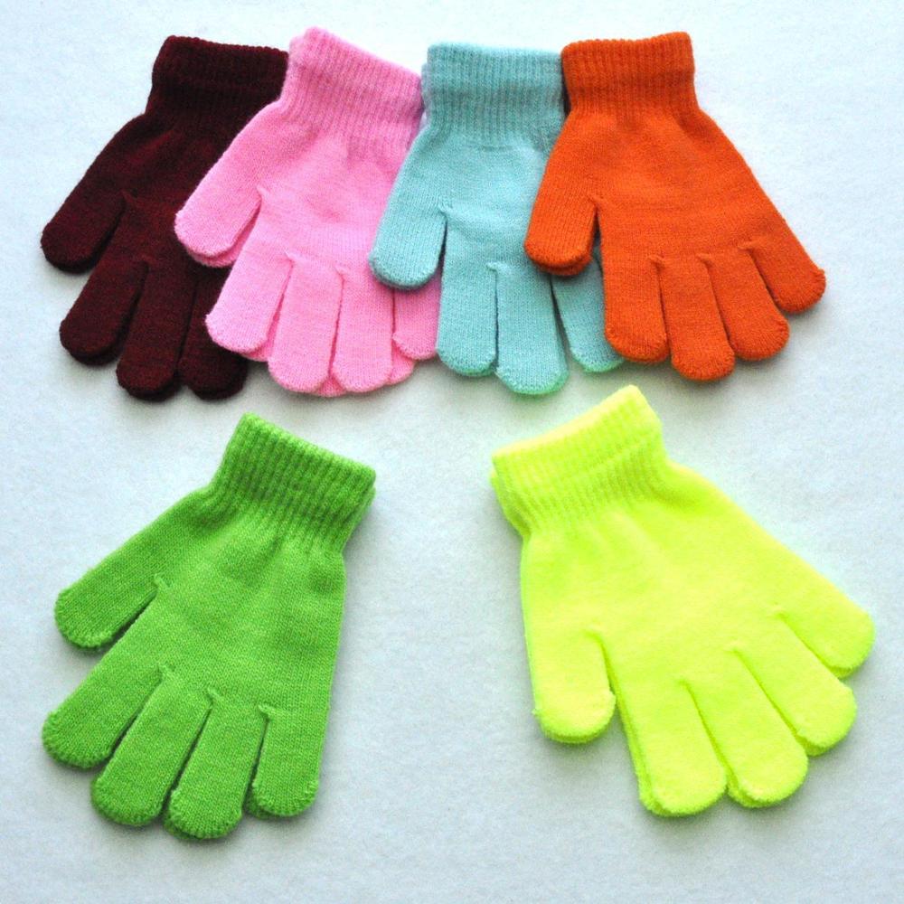 Candy Solid Color Winter Kids Gloves Mittens Children Girls Boys Student Writing Keep Warm Finger Gloves For 7-11 Years Old