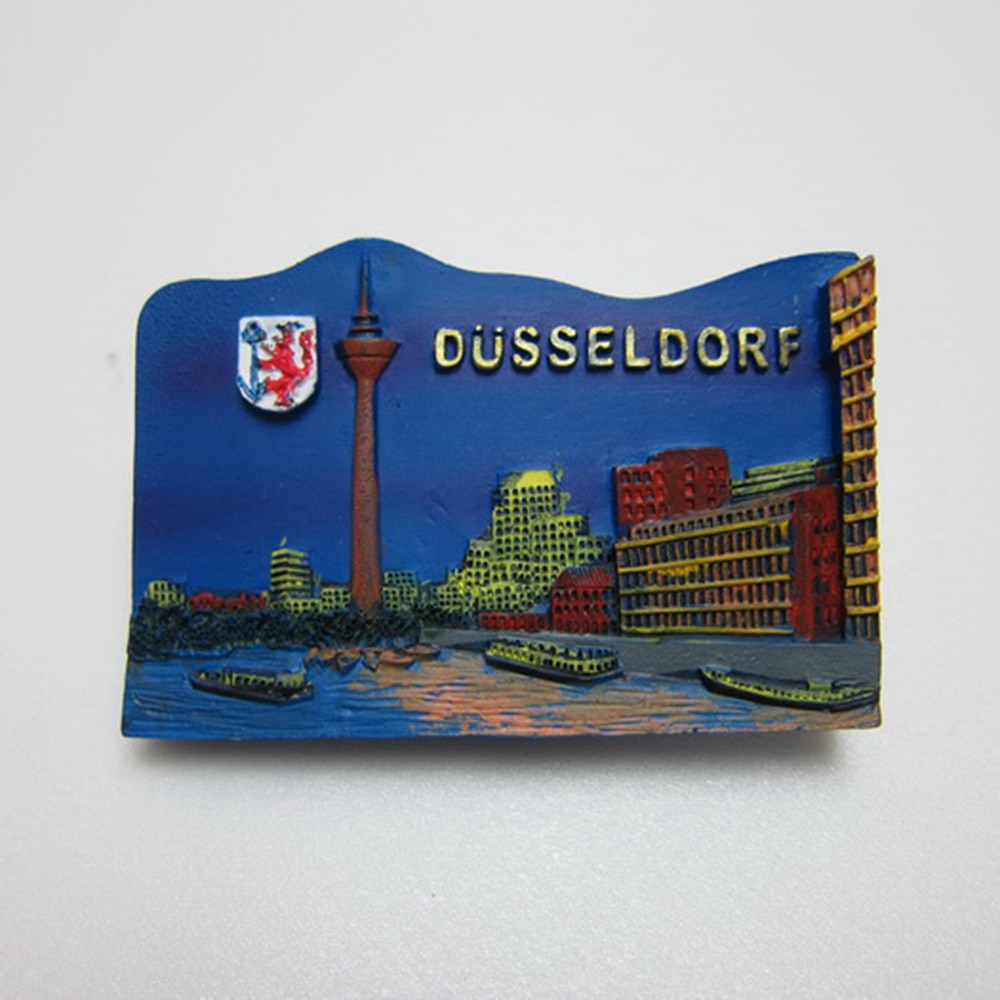 Imanes de nevera de resina hechos a mano, pegatinas magnéticas para refrigerador, decoración creativa para el hogar, recuerdos turísticos de dusselfie de Alemania