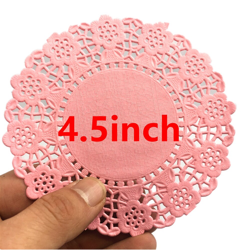 50pcs 4.5inch Black Round Diameter 114mm Paper Lace Doilies for Cake Placemat Party Decoration