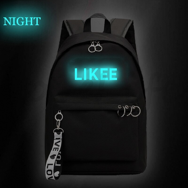 Likee live Luminous backpack Mochila Boys Girls Bookbags Children School Bags Teens back to school Black Pink Travel bags: 9