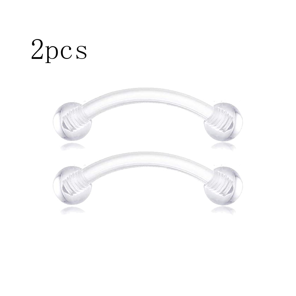 Clear Kraakbeen Earring Piercing Vazallen Flexibele Acryl Helix Hoop Neus Lip Stud Wenkbrauw Tragus Septum Hoefijzer Ring Paars: A Eyebrow 2pcs