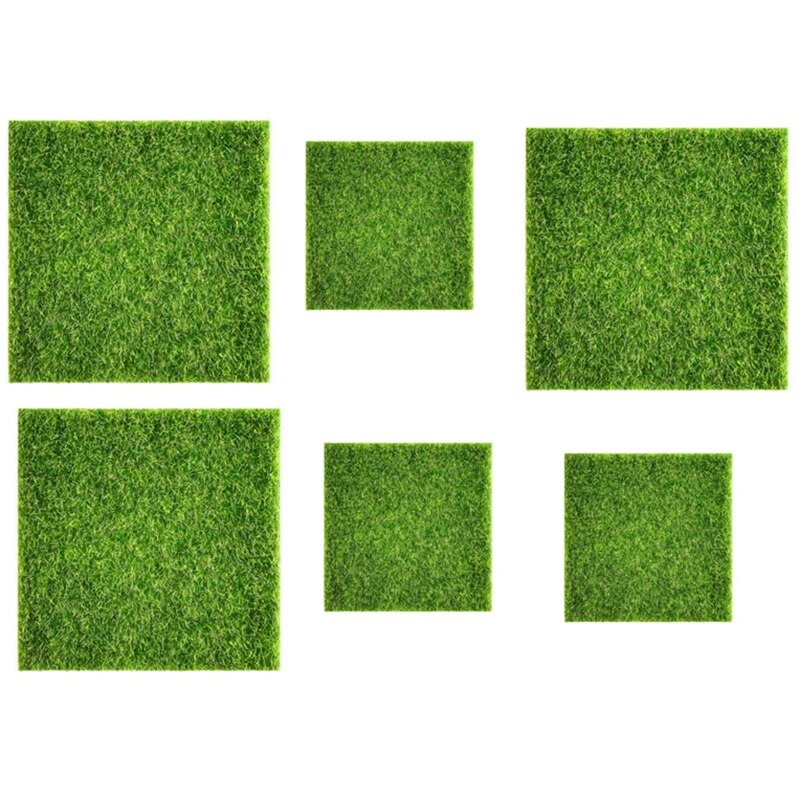 6 Pieces of Artificial Turf, Miniature Grass Garden Decoration Artificial Floor 15X15cm / 30X30cm: Default Title