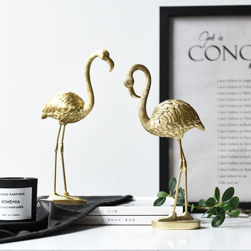 Gold Flamingo Decoratie Voor Thuis Miniatuur Dieren Ornament Woonkamer Accessoires Kerstcadeau