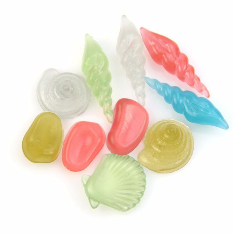 10 piezas de piedras postizas luminosas artificiales concha de mar forma de estrella resina sintética ornamento acuario pecera Conch mar conchas Aquariu