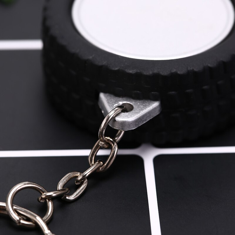Tire Shape Keychain Ruler Mini Retractable Tape Measure Ruler Auto Parts Model Thicker Wheel Tyre Tire Keychain