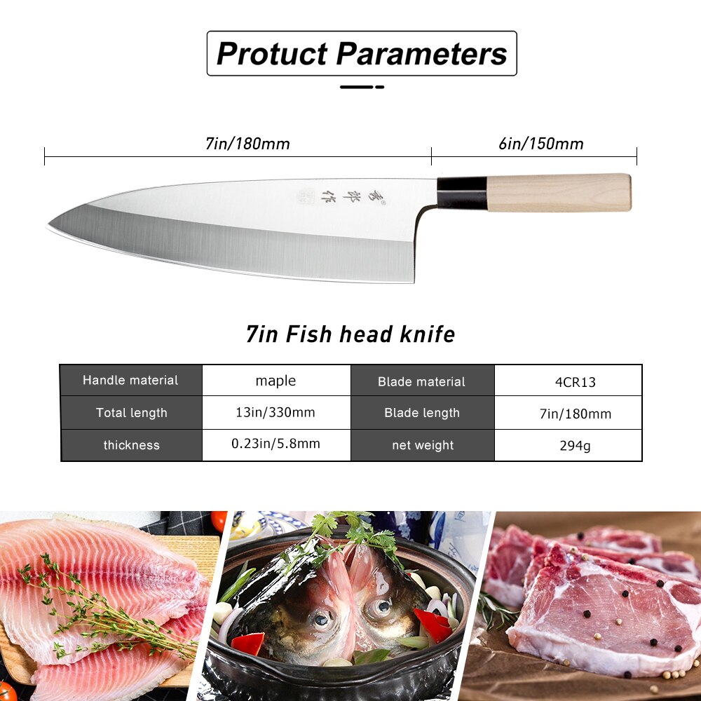 Japanische hoch Kohlenstoff Stahl Messer Fisch Filetieren Sashimi Sushi Schneiden Gemüse Carving Kochmesser Hackmesser Kochen Werkzeuge: yutou-18cm