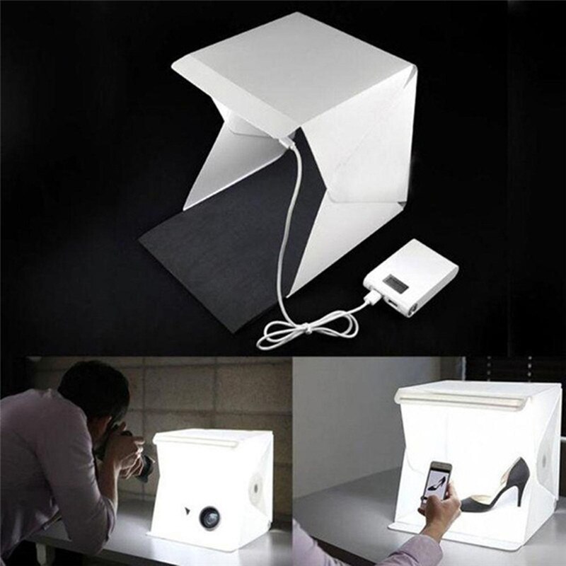 40*40CM Portable Folding Lightbox Photography LED Light Room Photo Studio Light Tent Soft Box Backdrops for Digital DSLR Camera