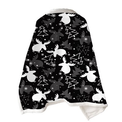 Christmas Printed Women Poncho Double Blanket Cloak Lazy Blanket Multifunction Magic Throw Blanket Air Condirioning Thick Shawl: 10