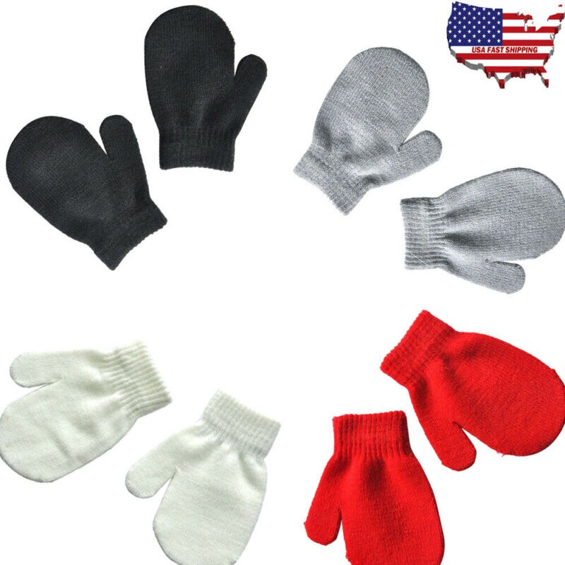 Pudcoco outono inverno da criança dos miúdos do bebê menino meninas bonito macio tricô luvas quentes bebê cor sólida mittens