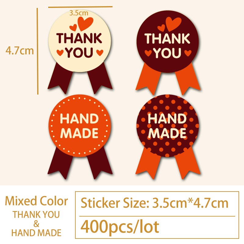 400pcs/lot Handmade Thank You Stickers scrapbooking for package adhesive thank you sticker seal labels stationery: Mixed Color 400pcs