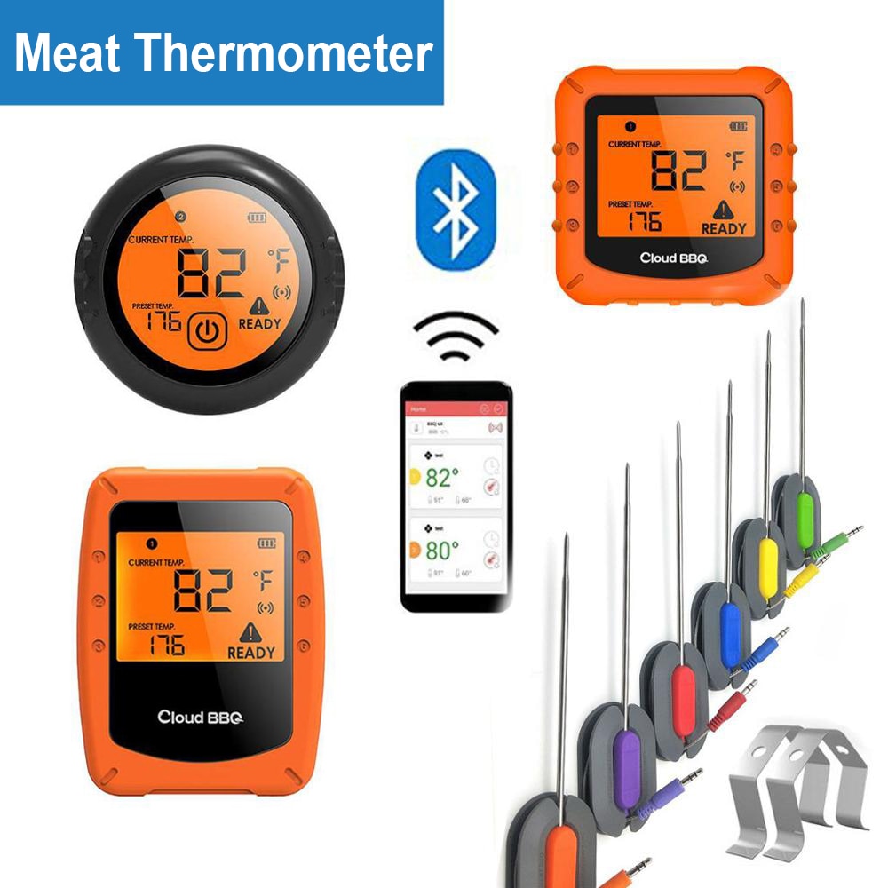 Draadloze Vlees Thermometer Bluetooth Keuken Oven Grill Barbecue Bbq Eten Koken Thermometer Met App 6 Probes