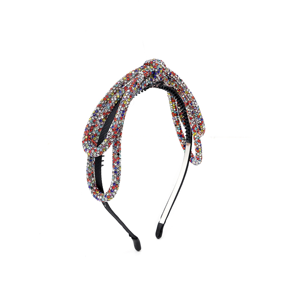 Nueva , nueva diadema con tubo de perforación para niñas, accesorios para el cabello con piedra brillante, accesorio para el cabello, clip para bebé, diadema con lazo para niña: Negro