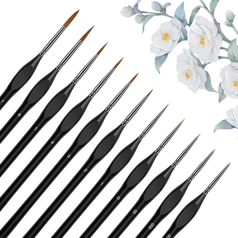 10/11pcs Miniature Paint Brushes, Detail Tip Paint Brushes Set With Ergonomic Handle - Suitable For Acrylic Painting, Oil, Wat: PURPLE
