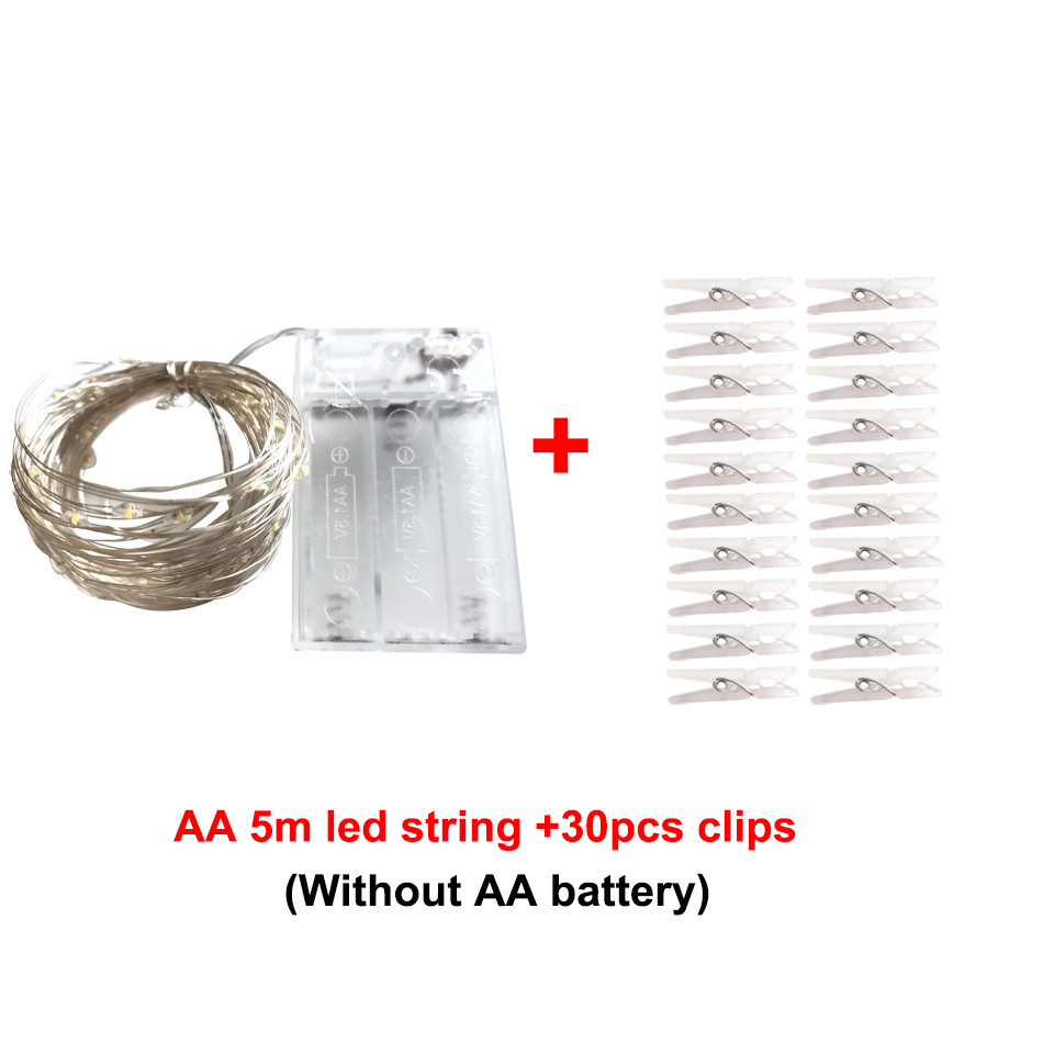 LED-Lichterkette, Foto-Clip, Lichterkette, 10 m, USB, batteriebetrieben, Weihnachtsbaum-Girlande, Dekoration, Hochzeit, 2025, Neujahrsdekoration: Kaltes Weiß / Z
