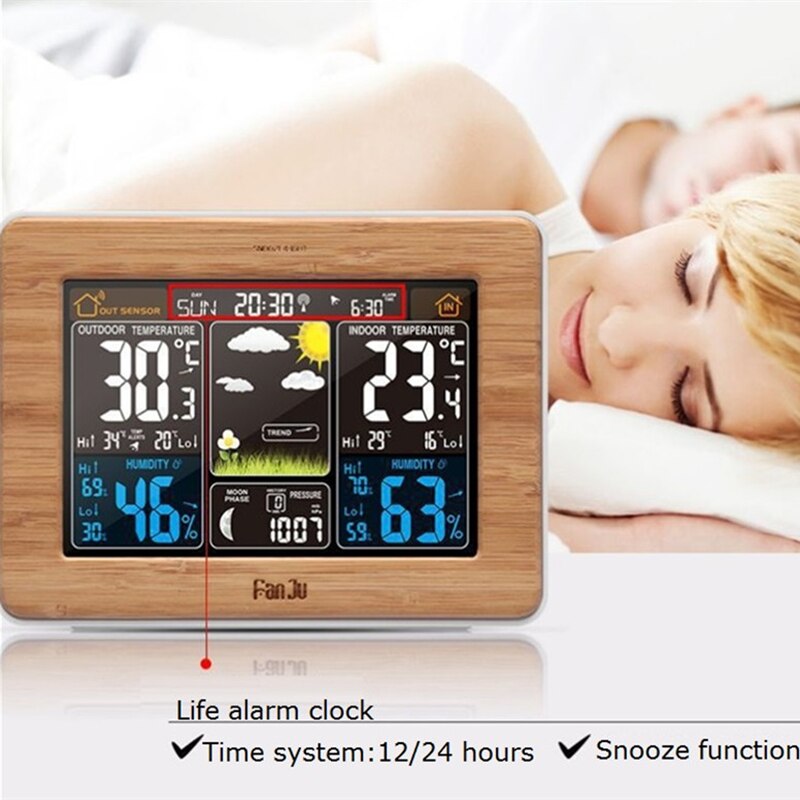 Table Clock Desktop Weather Station Wireless Indoor Outdoor Sensor Thermometer Hygrometer Digital Alarm Clock Barometer Forecast