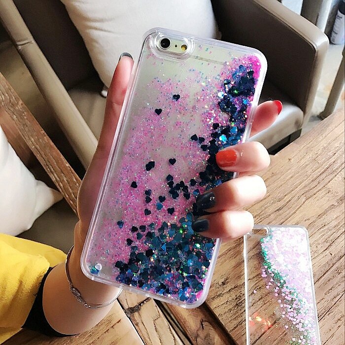 Loves heart glitter stars dynamic liquid drijfzand zachte tpu telefoonhoesje voor iphone 6 6s 6 plus 7 7 plus 5 5s 5se