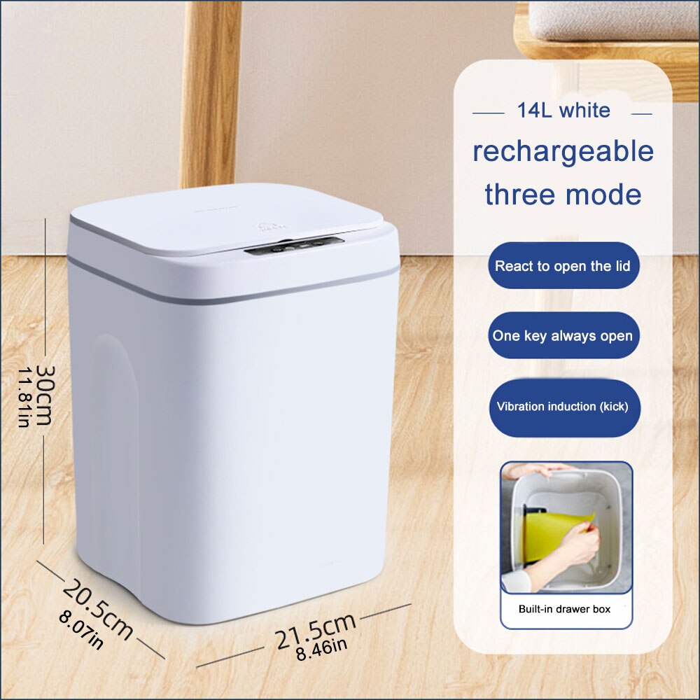 Smart Induction Trash Can Automatic Intelligent Sensor Dustbin Electric Touch Trash Bin for Kitchen Bathroom Bedroom Garbage
