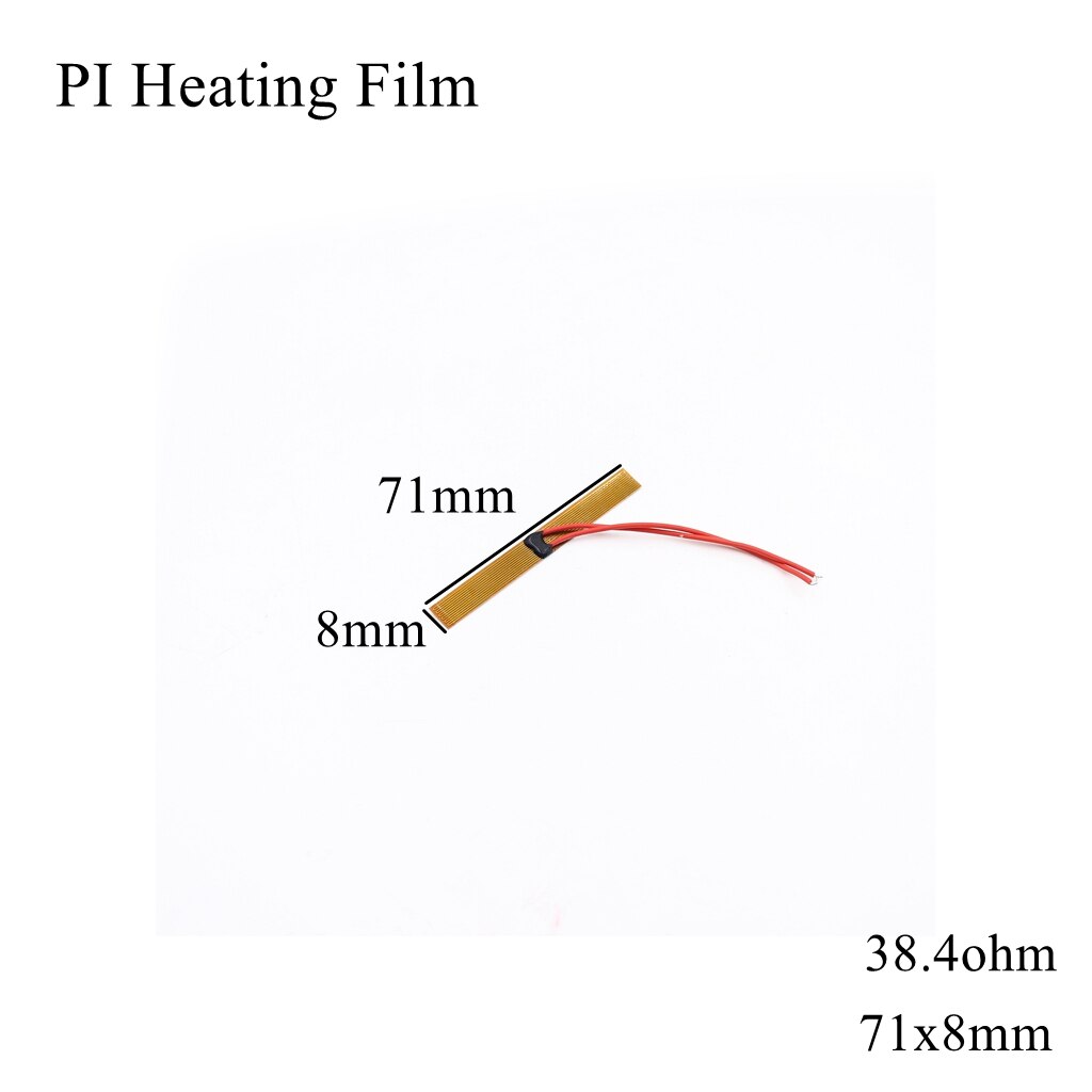 Film chauffant électrique 60x13mm, 5V 12V 24V 110V 220V PI, Film adhésif Polyimide, plaque chauffante électrique, tapis de panneau, feuille de carburant, huile moteur réservoir: 71x8mm