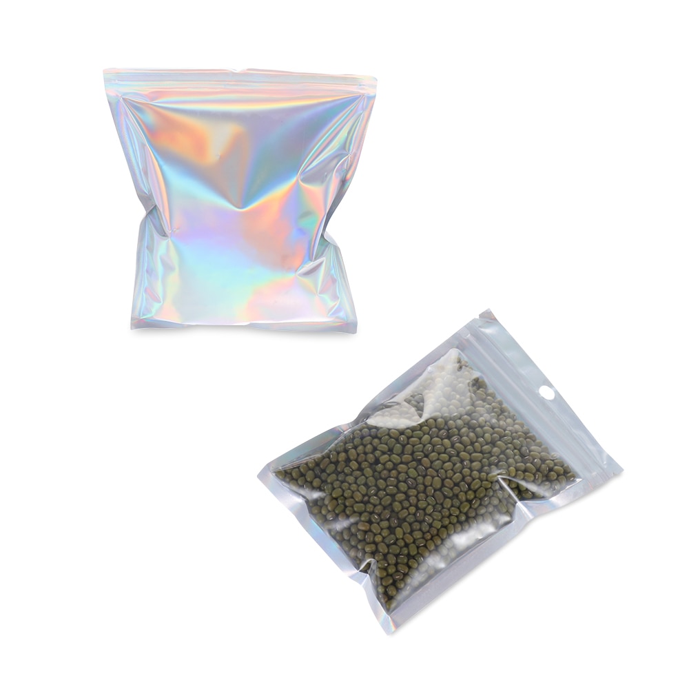 20 Teile/paket Kunststoff Tasche 6 Größen Aluminium Folie Hologramm Lebensmittel Beutel Kleine Wasser Proof Zipper Wiederverschließbaren Beutel