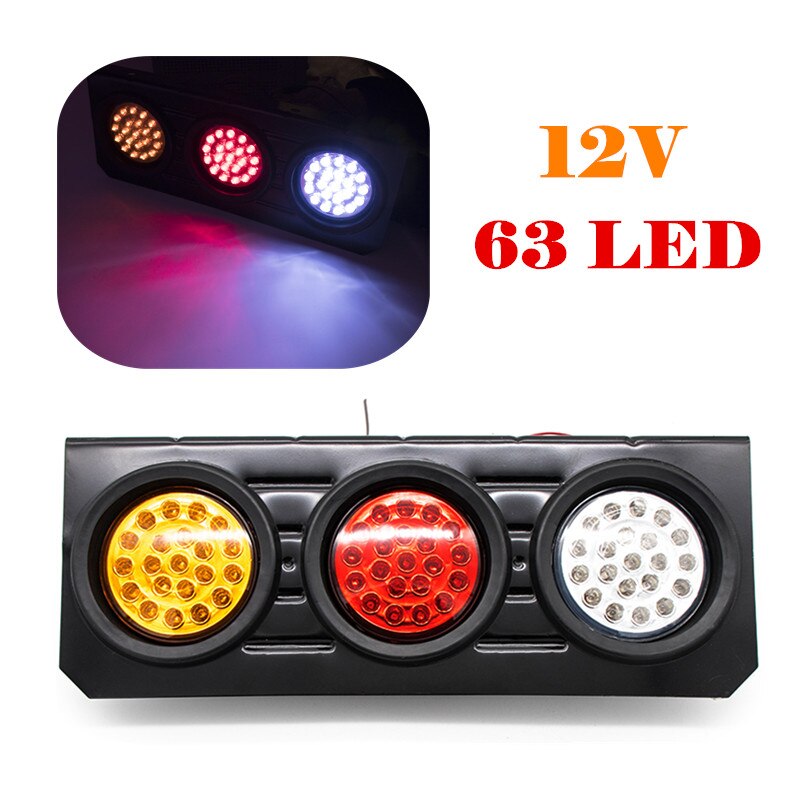 Waterproof 12V 63-Led Car Rear Tail Light Tray Back Ute Trailer Truck Boat Reverse Indicator Brake Stop Running Lamp Taillight