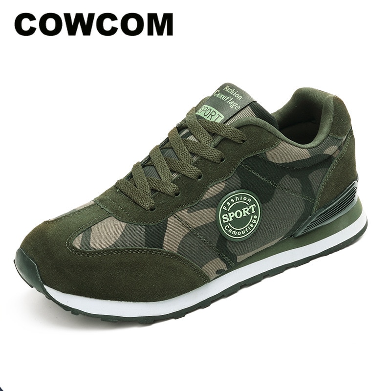 COWCOM-baskets de Camouflage à semelle plate, d'été, chaussures, dentelle, vert, armée, chaussures pour femmes, baskets, CYL-A07