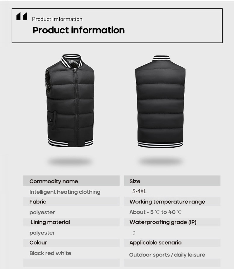 Winter Smart Self-heating Vest for women Cotton-padded Clothes Solid Color Sleeveless Vest Men's USB Charging Plus Velvet Jacket