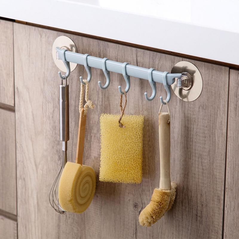 6 Zelfs Rij Haken Met Sterke Lijm Te Hangen Op De Keuken Muur, Badkamer Zonder Nagels Naadloze Kapstok Haken
