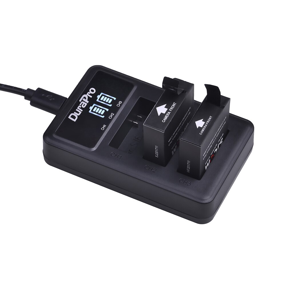 3x Durapro 1000mAh Camera Battery + 3-Slot USB Charger for SJCAM SJ6 Legend