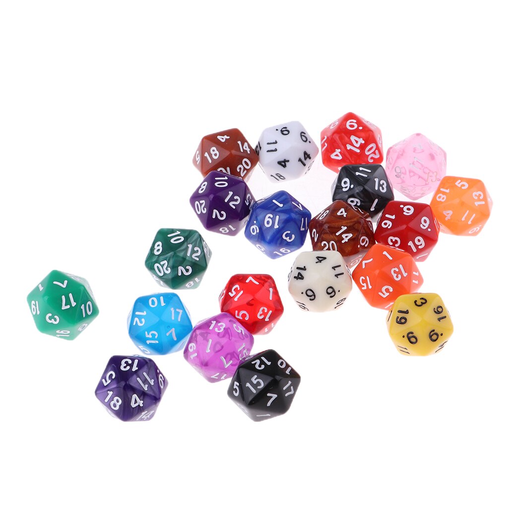 Dés polyédriques colorés pour enfants, ensemble de 20 pièces pour jeu de Table, entraînement aux maths, fête de , 8/10/12/20 côtés