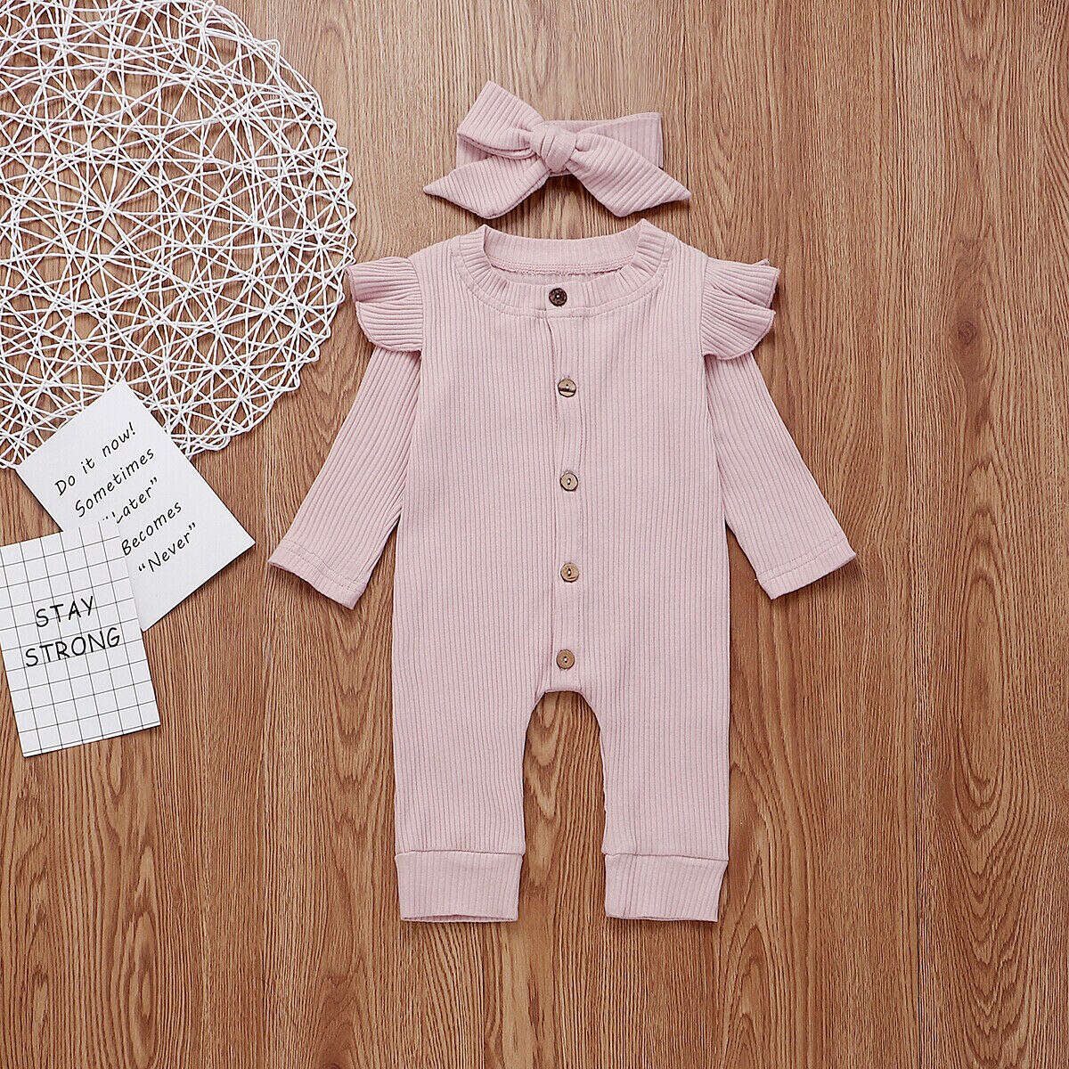 2Stck Neugeborenen Baby Mädchen Jungen Kleidung Gestrickte Baumwolle Strampler Gesamt Solide Outfits 0-24M