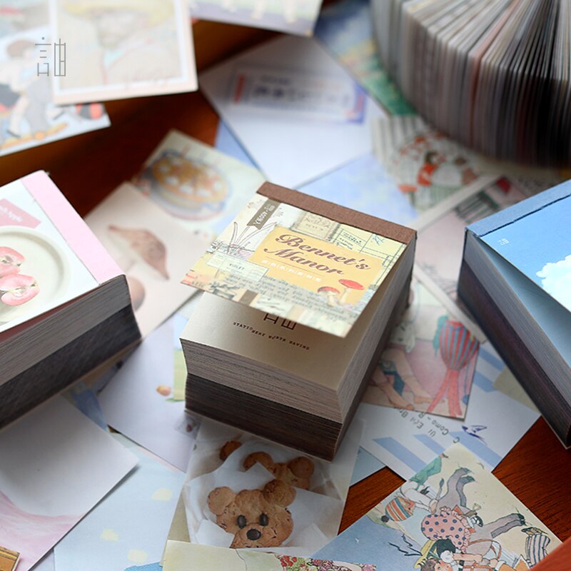 Álbum de recortes de paisaje de plantas retro, mini diario de balas bonitas, accesorios decorativos, pegatinas de estética, Van Gogh, 400 Uds.
