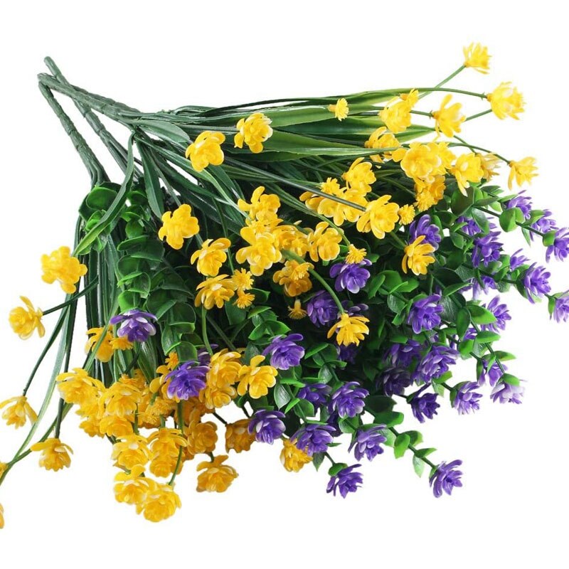 16Pcs Kunstbloemen Outdoor Uv-bestendig Struiken Planten Voor Opknoping Planter Thuis Bruiloft Veranda Raam Decor