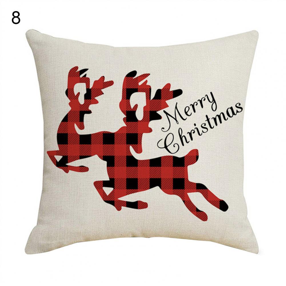 2022 Gelukkig Nieuwjaar Vrolijke Kerstversiering Linnen Kussenhoes Buffalo Rooster-Plaid Kussensloop Rendier Sokken Kussensloop: 8