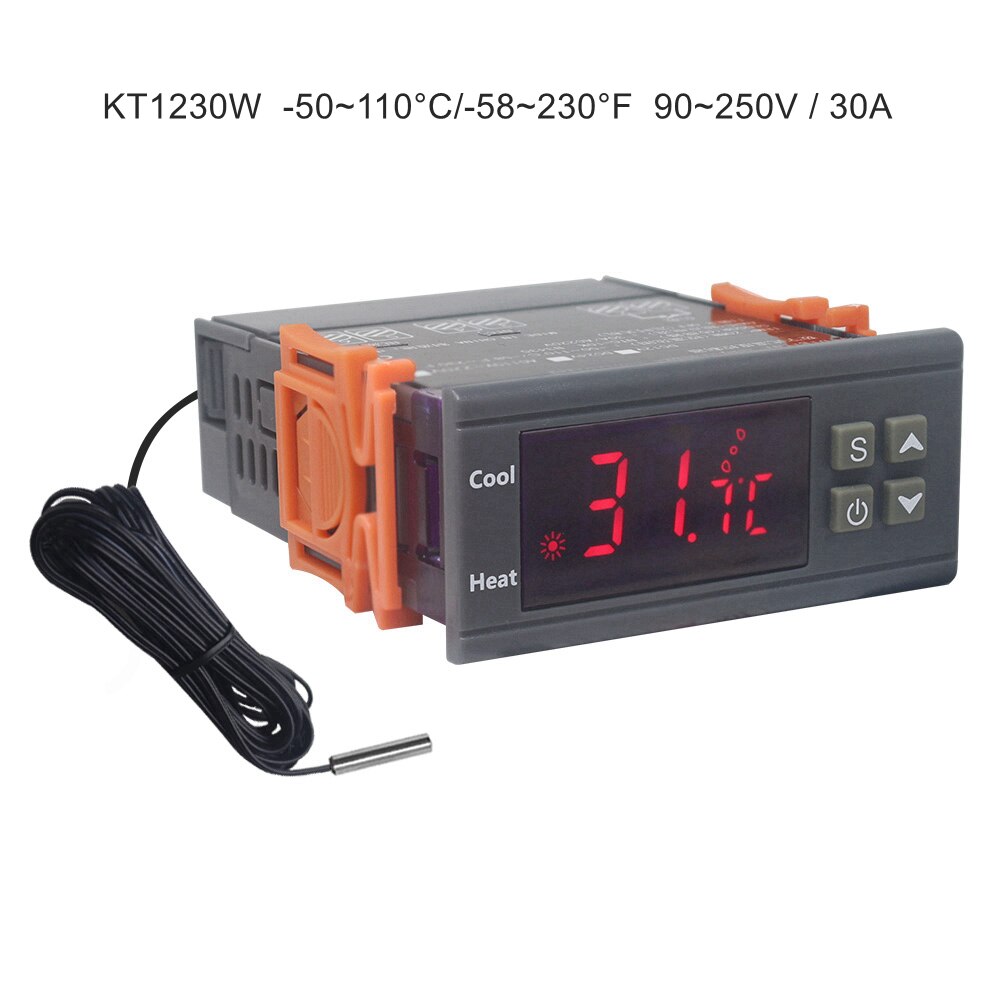 Thermostat 220V 30A -30~300 Celsius Digital Temperature Controller Thermostat Regulator with NTC Sensor Relay Output: -50-110C 90-250V